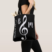 Tote Bag fourre-tout noir monogrammed treble clef / notes d (De près)