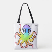 Tote Bag Fourre-tout - Octopus arc-en-ciel (blanc) (Dos)