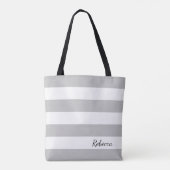 Tote Bag Fourre-tout rayé gris et blanc personnalisé (Dos)