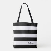 Tote Bag Fourre-tout rayé noir et blanc personnalisé (Dos)