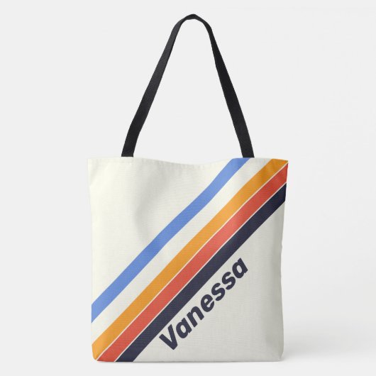 Tote Bag Fourre-tout rétro à cinq bandes (Dos)