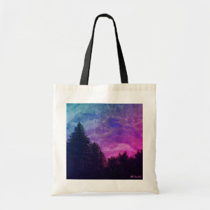 Tote Bag Fourre-tout - rose "pins d'or de coucher du