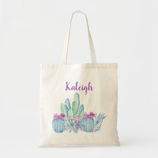 Tote Bag Fourre-tout Succulente Cactus personnalisée (Devant)