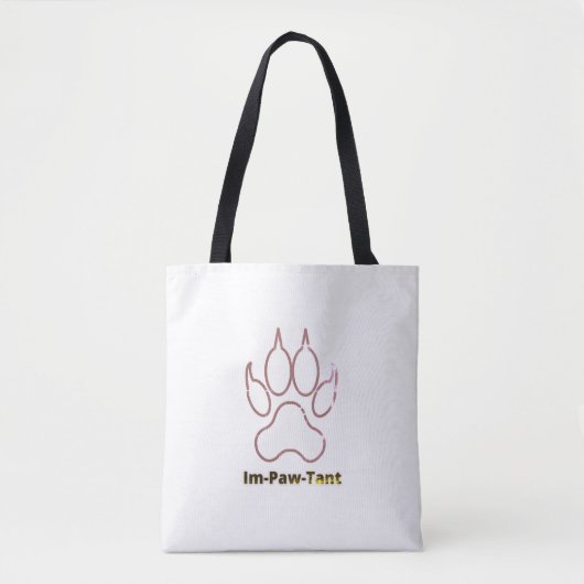 Tote Bag Fourre-tout Tout-En-Tout-Imprimé Im-Paw-Tant, Four (Devant)