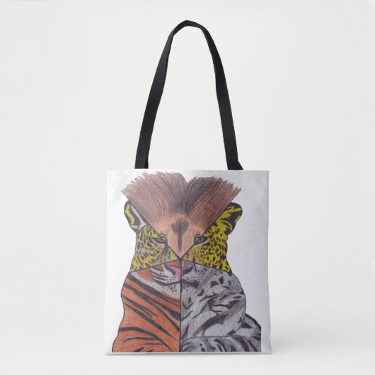 Tote Bag Fourre-tout tout-en-un - Gros Chats (blanc) (Devant)