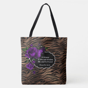 Tote Bag Fourre-tout : Une femme avec un tigre de sagesse
