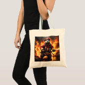 Tote Bag **"Fourrure et Flammes : Le contre-feu du pompier (Devant (produit))