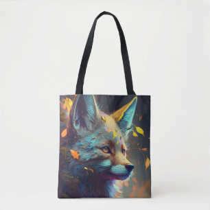 Tote Bag Fox Animal Portrait Peinture Dark Caractère Spirit