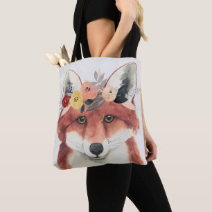 Tote Bag Fox de forestier de couronne de fleur
