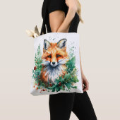 Tote Bag Fox et Holly avec baies rouges (De près)