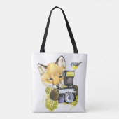 Tote Bag Fox mignon d'aquarelle prenant des photos (Dos)