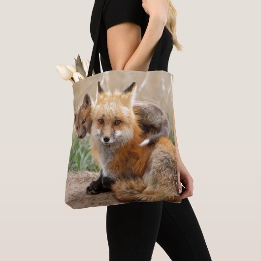 Tote Bag Fox rouge et bébé (De près)