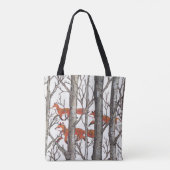 Tote Bag Fox Woods Faune Nature Arbres Neige Gris Art (Dos)
