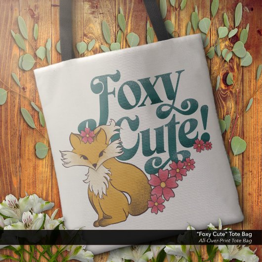 Tote Bag Foxy Cute avec Fleurs