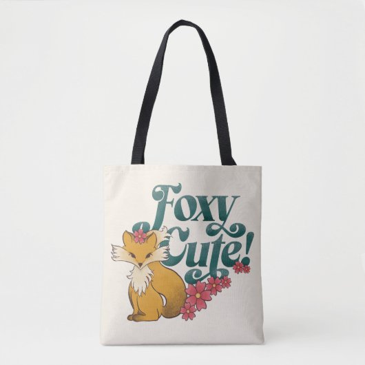 Tote Bag Foxy Cute avec Fleurs (Devant)