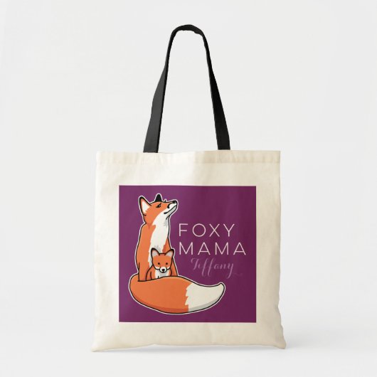 Tote Bag Foxy Mama Red Fox avec Pup, Personnalisé (Devant)