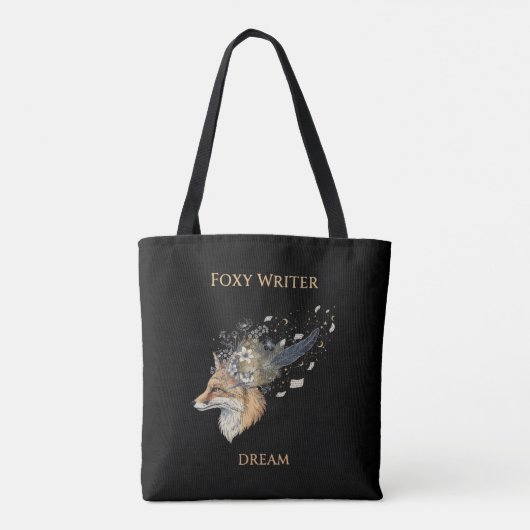 Tote Bag Foxy Writer Celestial Dream | Whimsical Fox & Quil (Dos)