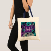 Tote Bag Fracas pourpre et bleu de fleur (Devant (produit))