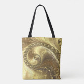 Tote Bag Fractal Gold Swirl Metallic moderne Abstrait (Dos)