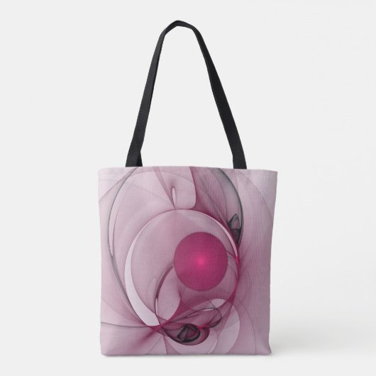 Tote Bag Fractal, moderne Berry Abstrait Art rose (Dos)