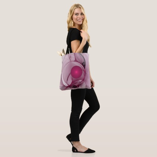 Tote Bag Fractal, moderne Berry Abstrait Art rose (Sur le modèle)
