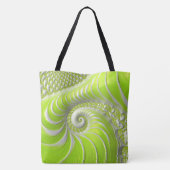 Tote Bag Fractale en spirale vert citron abstrait (Dos)