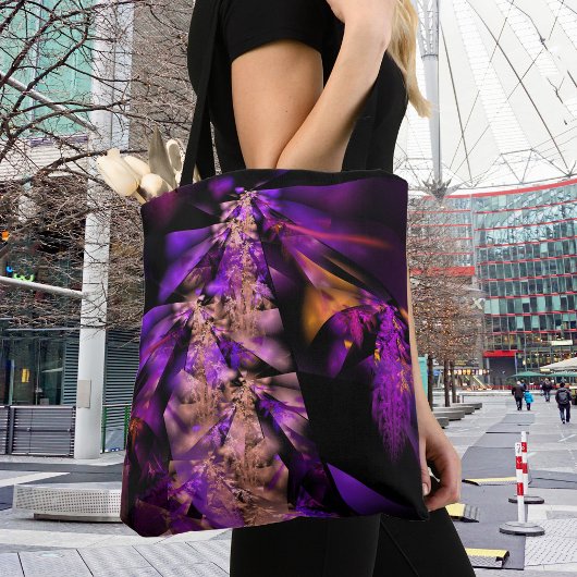 Tote Bag fractale moderne en noir et violet