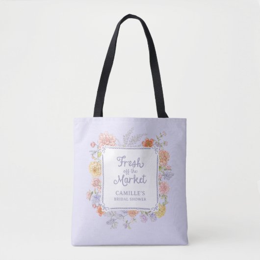 Tote Bag Fraîche du marché floral violet  (Devant)
