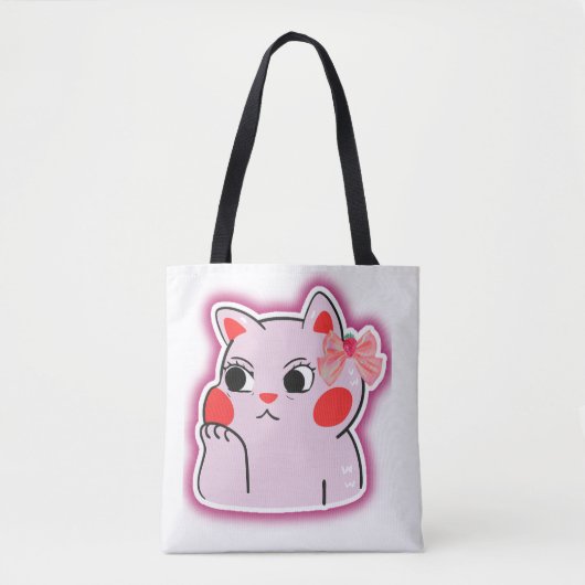 Tote Bag Fraise Bow rose Kitty - Jolie conception de dessin (Devant)