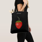 Tote Bag fraise est le fruit de l'amour avec le monogramme (De près)