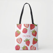 Tote Bag Fraise Nom Personnalisé (Devant)