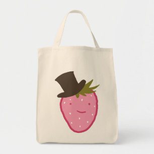 Tote Bag Fraise portant un chapeau haut-de-forme