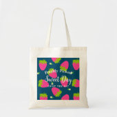 Tote Bag Fraise Turquoise Bleu (Devant)