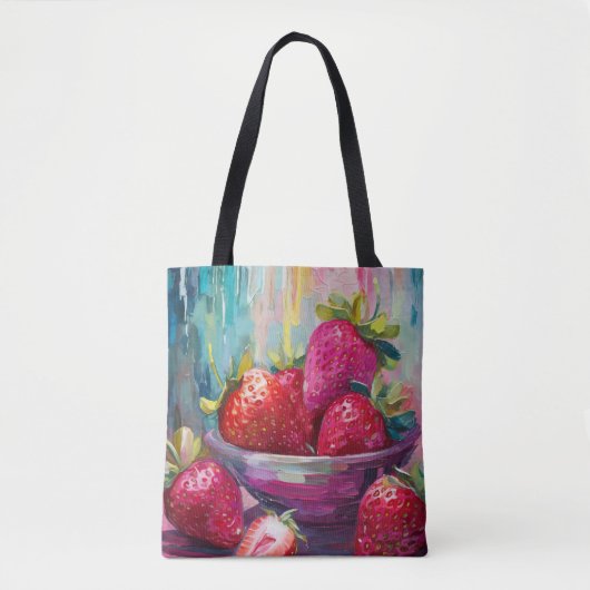Tote Bag Fraises Colorful Moderne Peinture Abstraite (Devant)