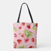 Tote Bag Fraises d'aquarelle, motif transparent et fruité. (Dos)