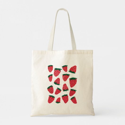 Tote Bag Fraises d'été bio - rouge et vert (Dos)