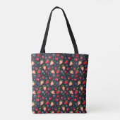 Tote Bag Fraises et cerises sur un arrière - plan sombre (Dos)