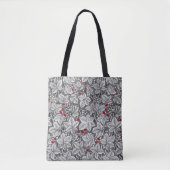 Tote Bag Fraises et Feuilles Art Nouveau, gris argenté T (Devant)