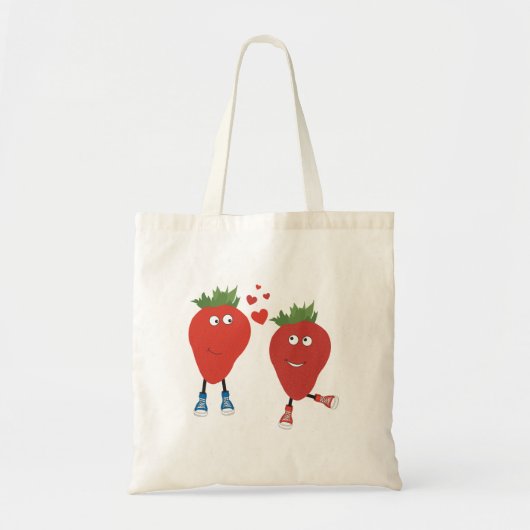 Tote Bag Fraises Mignonnes En Amour (Devant)