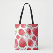 Tote Bag Fraises & Monogramme Ombre + Rouge & Vert (Devant)