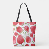 Tote Bag Fraises & Monogramme Ombre + Rouge & Vert (Dos)
