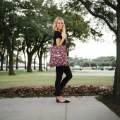 Tote Bag Fraises rouges et fleurs blanches dans la marine