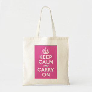 Tote Bag Framboise rose Gardez le calme et poursuivez