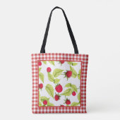 Tote Bag Framboises sur En vichy rouge (Dos)