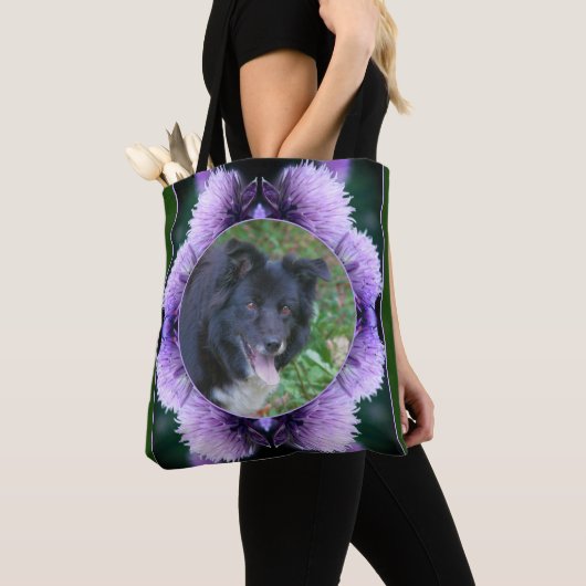 Tote Bag Frame violet Allium Flowers Créez votre propre pho (De près)