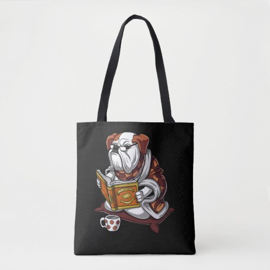 Tote Bag Français Bulldog livre lecture Chien drôle animal (Devant)