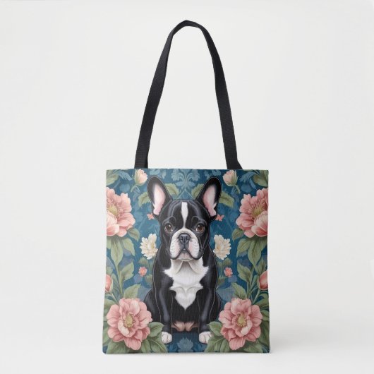 Tote Bag Français Bulldog William Morris Inspiré Floral (Devant)
