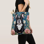 Tote Bag Français Bulldog William Morris Inspiré Floral (De près)
