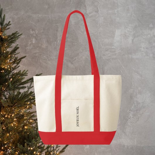 Tote Bag Français traditionnel Joyeux Noël Trier rouge Noël