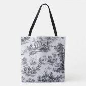 Tote Bag Française toile de jouy noir et blanc élégant (Devant)